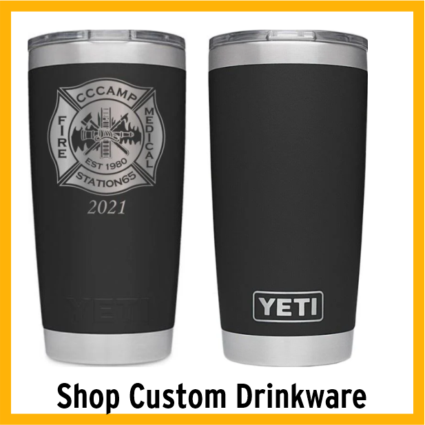 Front and back view of black YETI tumbler